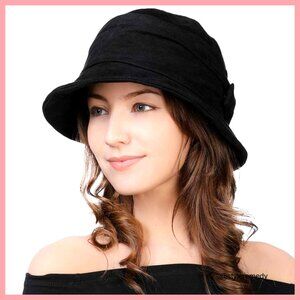 Polyester Blend Cloche Bucket Hat Packable Floppy Fedora